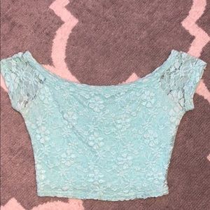 Teal blue crop top from hollister.